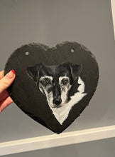 Load image into Gallery viewer, Pet Portrait on hanging love heart slate
